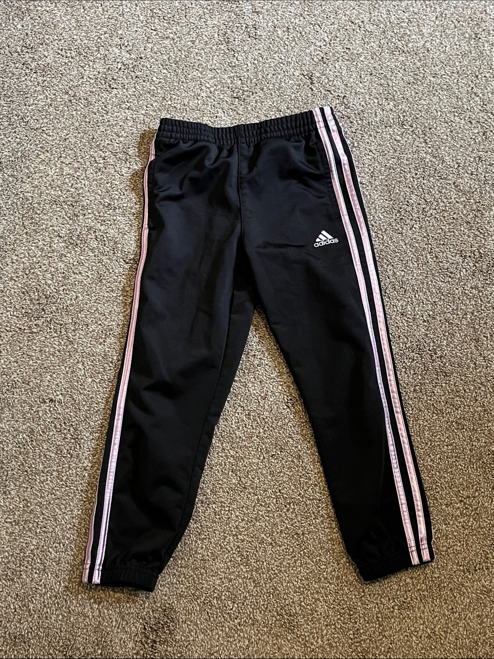 adidas Black Joggers with Pink Side Stripes